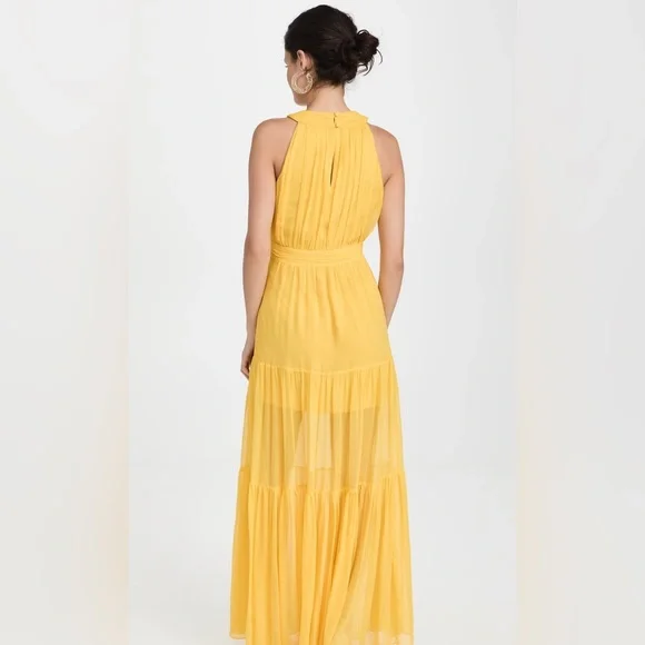 NWT $698 Veronica Beard Women's Yellow Florencia Silk Tiered Gown Dress - Picture 5 of 11